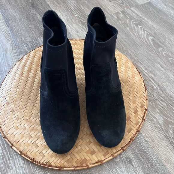 Tory Burch Brenda black leather‎ suede wedge ankle boots women’s size 9.5 - Picture 5 of 5